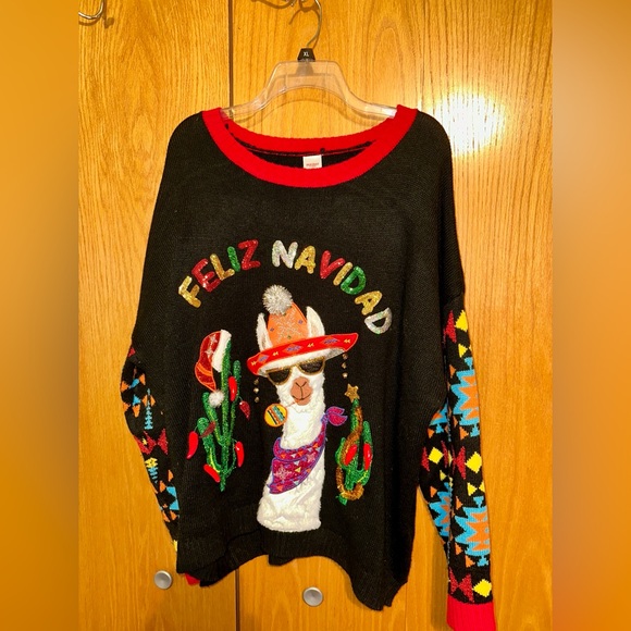 Holiday Time Feliz Navidad Llama Women’s Ugly Christmas Sweater 2X (20W-22W)SOLD - Picture 1 of 7